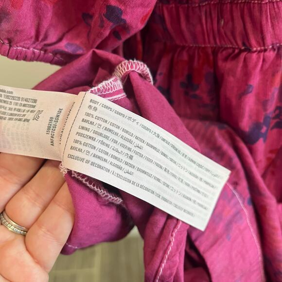 Abercrombie & Fitch 100% Cotton Babydoll Mini Dress Puff Sleeve Pink XL - Picture 7 of 7